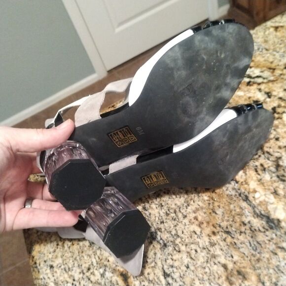 Rare Jeffrey Campbell Chaos Black White Leather Platform Heels Women's 8M - Picture 8 of 11